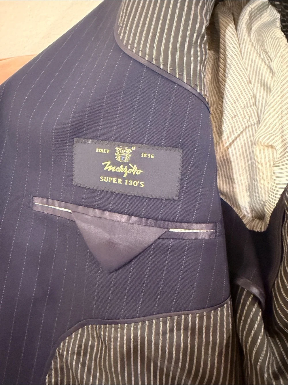 Classic Navy Pinstripe Men's Blazer